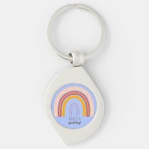 PASTEL BLAU AFFIRMATION QUOTE BOHO RAINBOW METAL SCHLÜSSELANHÄNGER