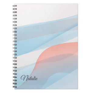 Pastel blau minimaler Name Spiral Foto Notebook Notizblock