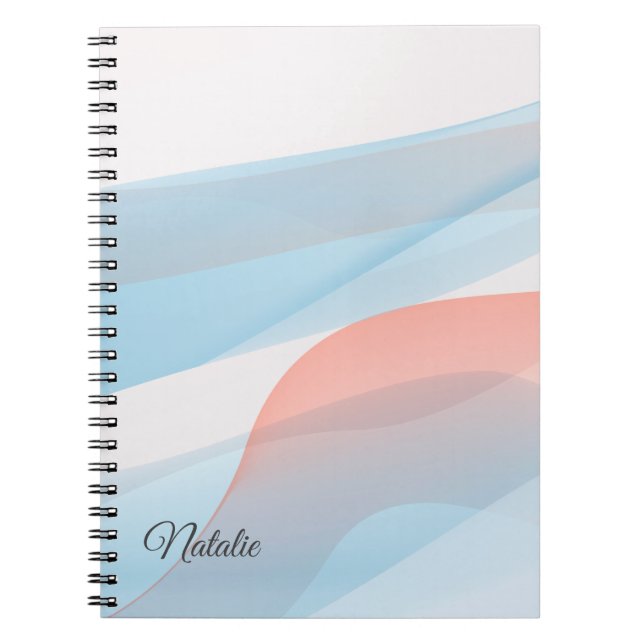 Pastel blau minimaler Name Spiral Foto Notebook Notizblock (Vorderseite)