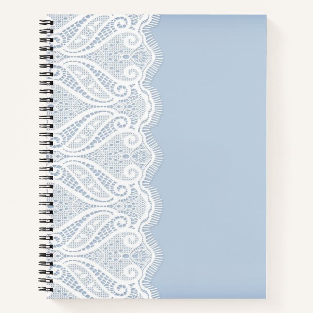 PASTEL BLAU MIT WEISSER FLÄCHE AUSSEHEN GRENZE NOTIZBUCH (Vorderseite)