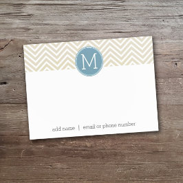 Pastel Blau und Linen Chevrons Custom Monogram Post-it Klebezettel