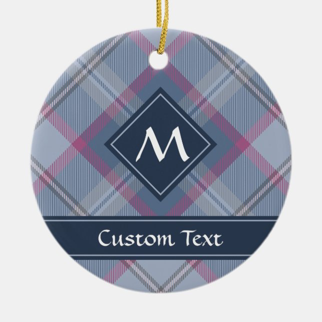 Pastel Blau und Rosa Tartan Keramik Ornament (Vorne)