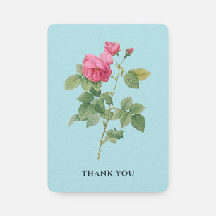Pastel Blau und Rosa Vintage Rose Botanische Dankeskarte