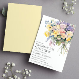 Pastel Bloom Bouquet Bridesmaids Luncheon Wedding Einladung