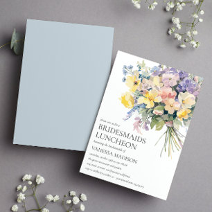 Pastel Bloom Bouquet Bridesmaids Luncheon Wedding Einladung