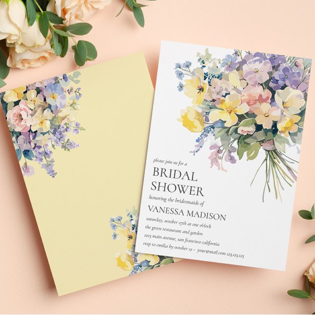 Pastel Bloom BRIDE BOUQUET BRAUTPARTY Einladung (Von Creator hochgeladen)