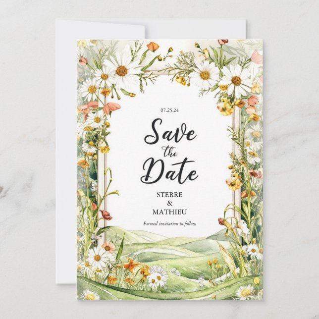 Pastel Bloom Wildblume Hochzeit Save The Date (Vorderseite)