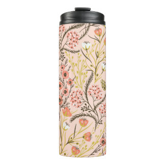 Pastel Blooming Blume Vintages Muster Thermosbecher