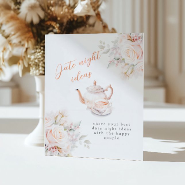 Pastel Blooms Brautparty Date Night Ideas Sockelschild (Von Creator hochgeladen)