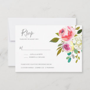 Pastel Blooms Fantasy Floral Wedding RSVP Karte