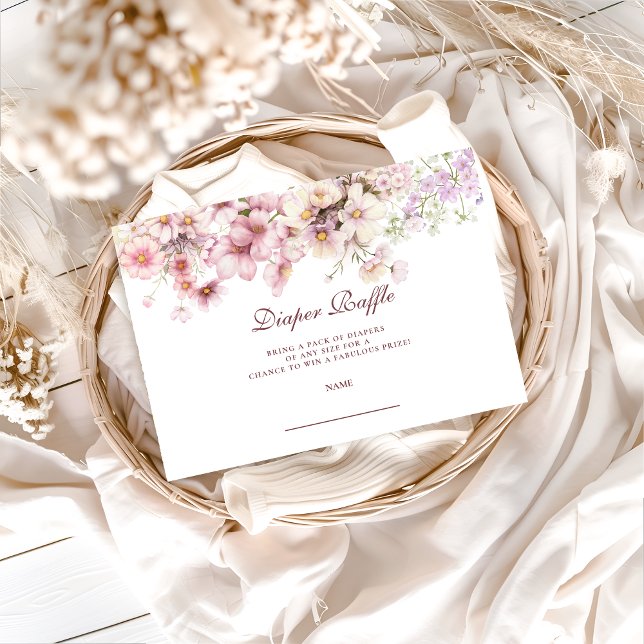Pastel Blossom Baby Shower Diapper Raffle Begleitkarte (Von Creator hochgeladen)