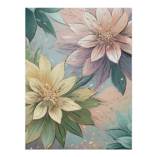 Pastel Blossom Burst: Muster für Blumenexplosionen Poster (Vorderseite)