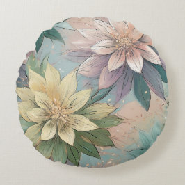 Pastel Blossom Burst: Muster für Blumenexplosionen Rundes Kissen