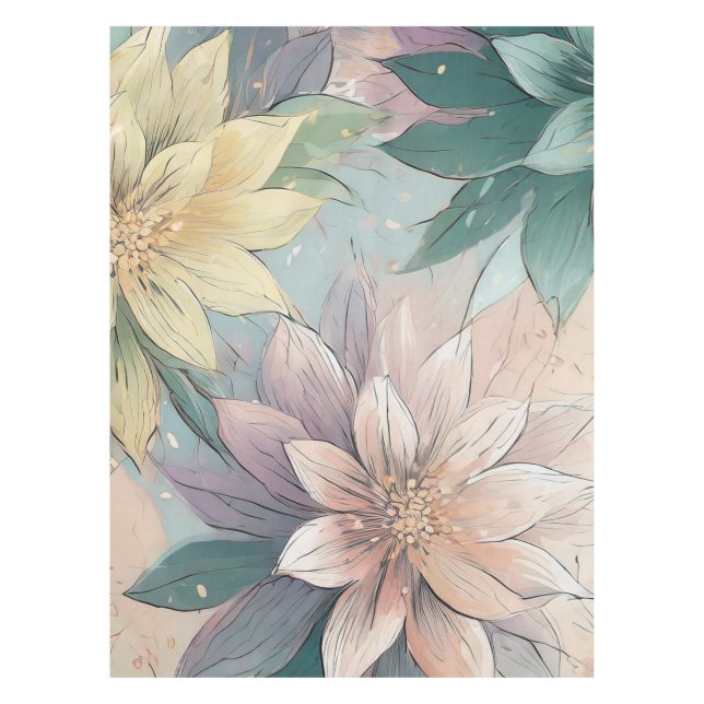 Pastel Blossom Burst: Muster für Blumenexplosionen Tischdecke (Vorderseite)