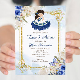 Pastel Blue 4 Mexican Girl Tres Anos Invitacion Einladung