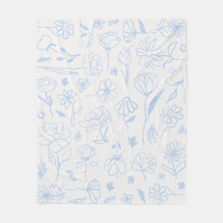 Pastel Blue Abstrakt floral Botanischer Garten Kun Fleecedecke