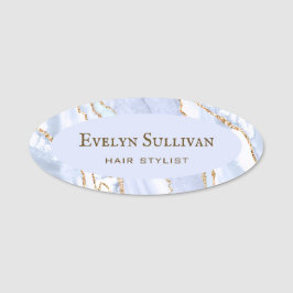 Pastel Blue Agate Name Tag Namensschild