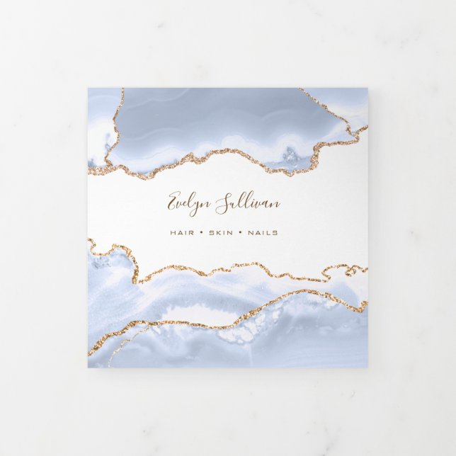 pastel blue Agate Trifold Brochure Dreifach Gefaltete Karte (Cover)