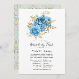 Pastel Blue and Gold Floral Shows by Mail Einladung