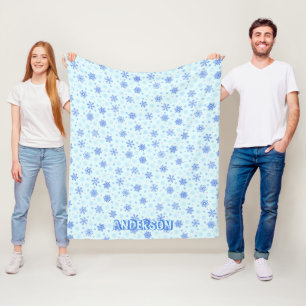 Pastel Blue Baby Blue Snowflakes Schneeflocken Ind Fleecedecke