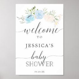 Pastel Blue Baby Dusche Begrüßungszeichen Poster