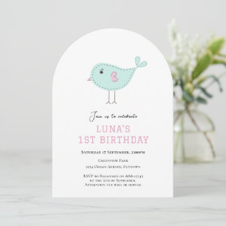 Pastel Blue Bird Einladung zum 1.