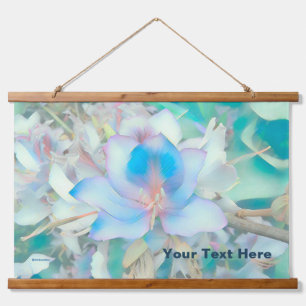 Pastel Blue Blossom Wandteppich Mit Holzrahmen