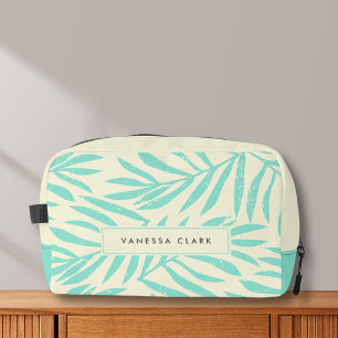 Pastel Blue Boho Abstrakt Grunge Palm Blätter Waschbeutel