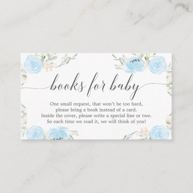 Pastel Blue Book Request Baby Shower Einladung (Vorderseite)