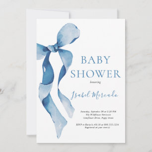 Pastel Blue Bow Baby Dusche Einladung