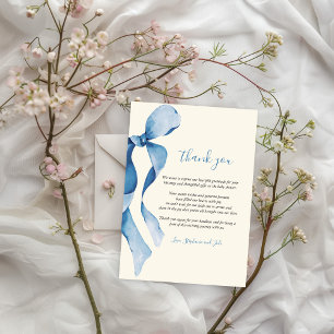 Pastel Blue Bow Babydusche Danke Karte