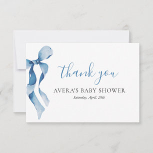 Pastel Blue Bow Babydusche Danke Karte