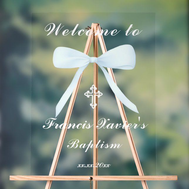 pastel blue bow welcome to the Baptism Acrylschild (Neutral)