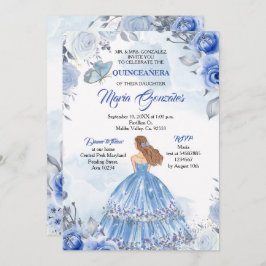 Pastel Blue Butterfly Quinceanera mexikanischer Ge Einladung