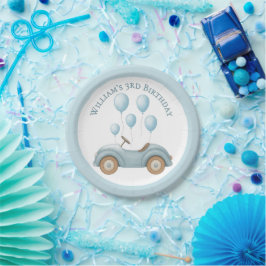 Pastel Blue Car & Balloons Boys Birthday Party - Pappteller