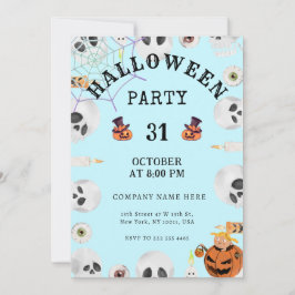 Pastel Blue Classic Halloween Office-Party Einladung