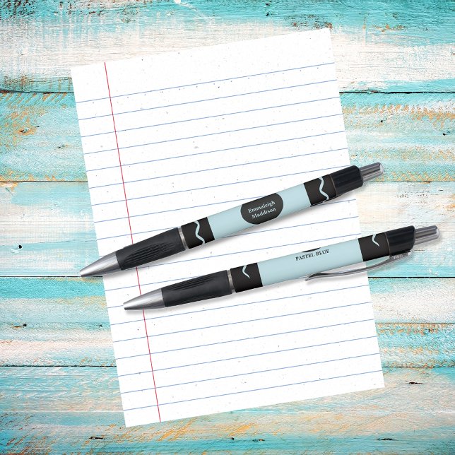 Pastel Blue Crayon Wrap Monogram Name Kugelschreiber (Von Creator hochgeladen)