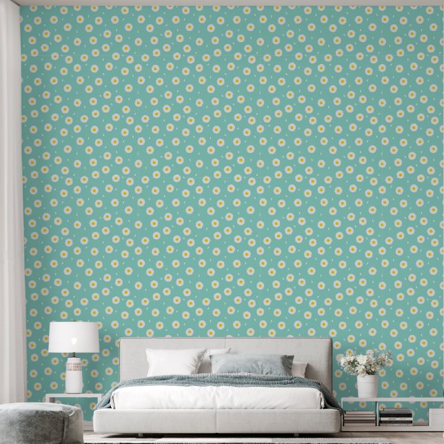 PASTEL BLUE DAISIES SEAMLESS TAPETE (Schlafzimmer)