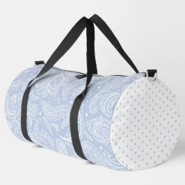 PASTEL BLUE ELABORATE PAISLEY PATTERN & DOTS DUFFLE BAG