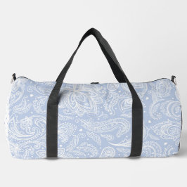 PASTEL BLUE ELABORATE PAISLEY PATTERN & DOTS DUFFLE BAG
