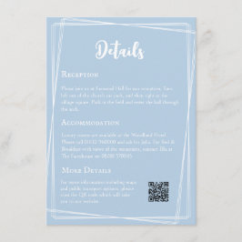 Pastel Blue Elegant QR Code Hochzeitdetails Begleitkarte