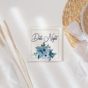 Pastel Blue Elegante Rose Hochzeitdatenkarte Quadratische Visitenkarte
