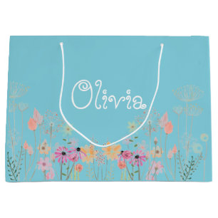 Pastel Blue Floral Baby Shooting Bag Große Geschenktüte