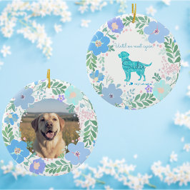 Pastel Blue Floral Labrador Retriever Custom Photo Keramik Ornament