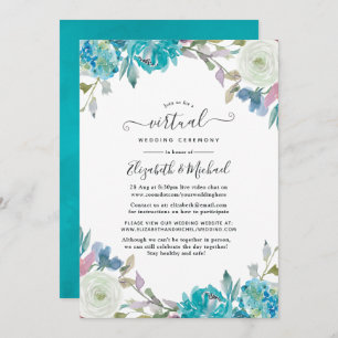 Pastel Blue Floral Online Virtual Wedding Einladung