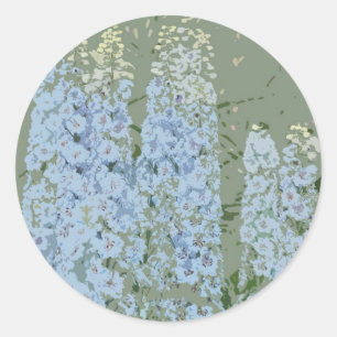 Pastel Blue Flowers Runder Aufkleber