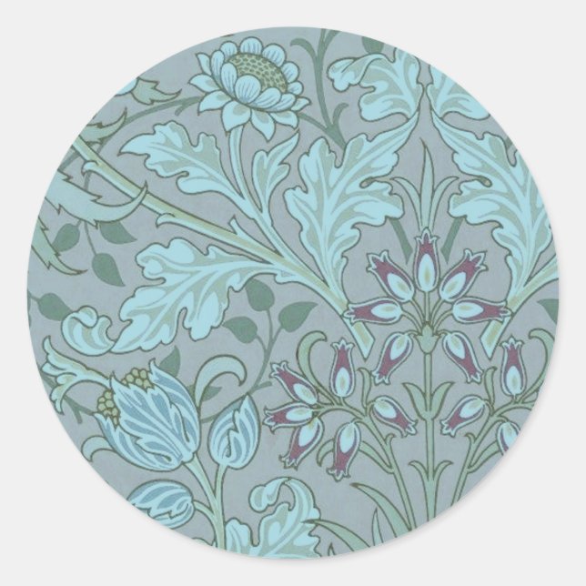 Pastel Blue Flowers Runder Aufkleber (Vorderseite)