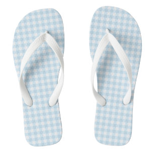 Pastel Blue Gingham Flip Flops Erwachsene, breite