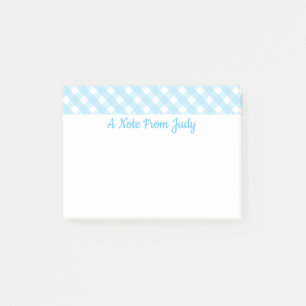 Pastel Blue Gingham Pattern Post-it Klebezettel