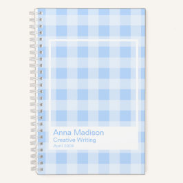 Pastel Blue Gingham Transparent Frame Notebook Notizbuch